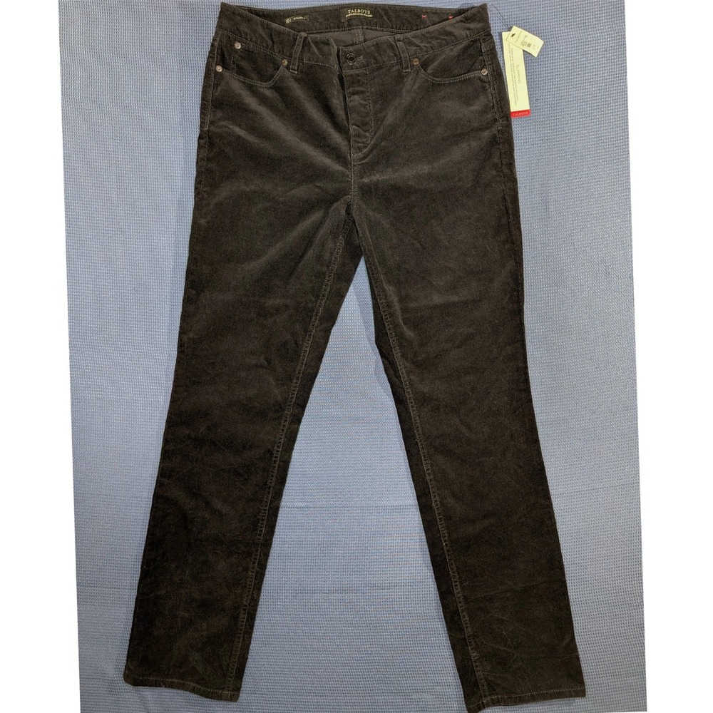 Talbots Flawless Five Pocket Corduroy Pants Grey Straight Leg Slimming Size 10
